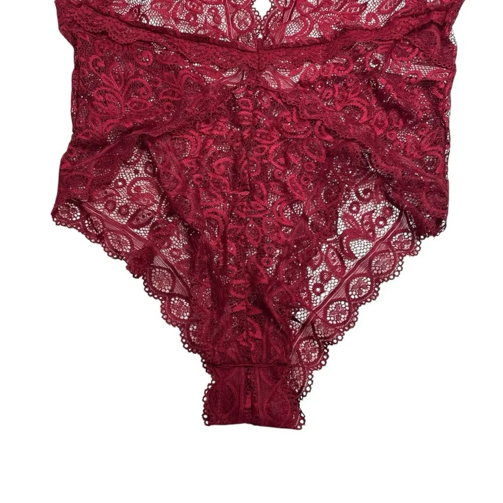 Oh La La Cheri Rhubarb Soft Lace Collared Teddy Keyhole Small/Medium New NWT - Picture 6 of 10